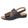 Sandale dama negre din piele naturala cu talpa joasa si inchidere velcro CLP09N